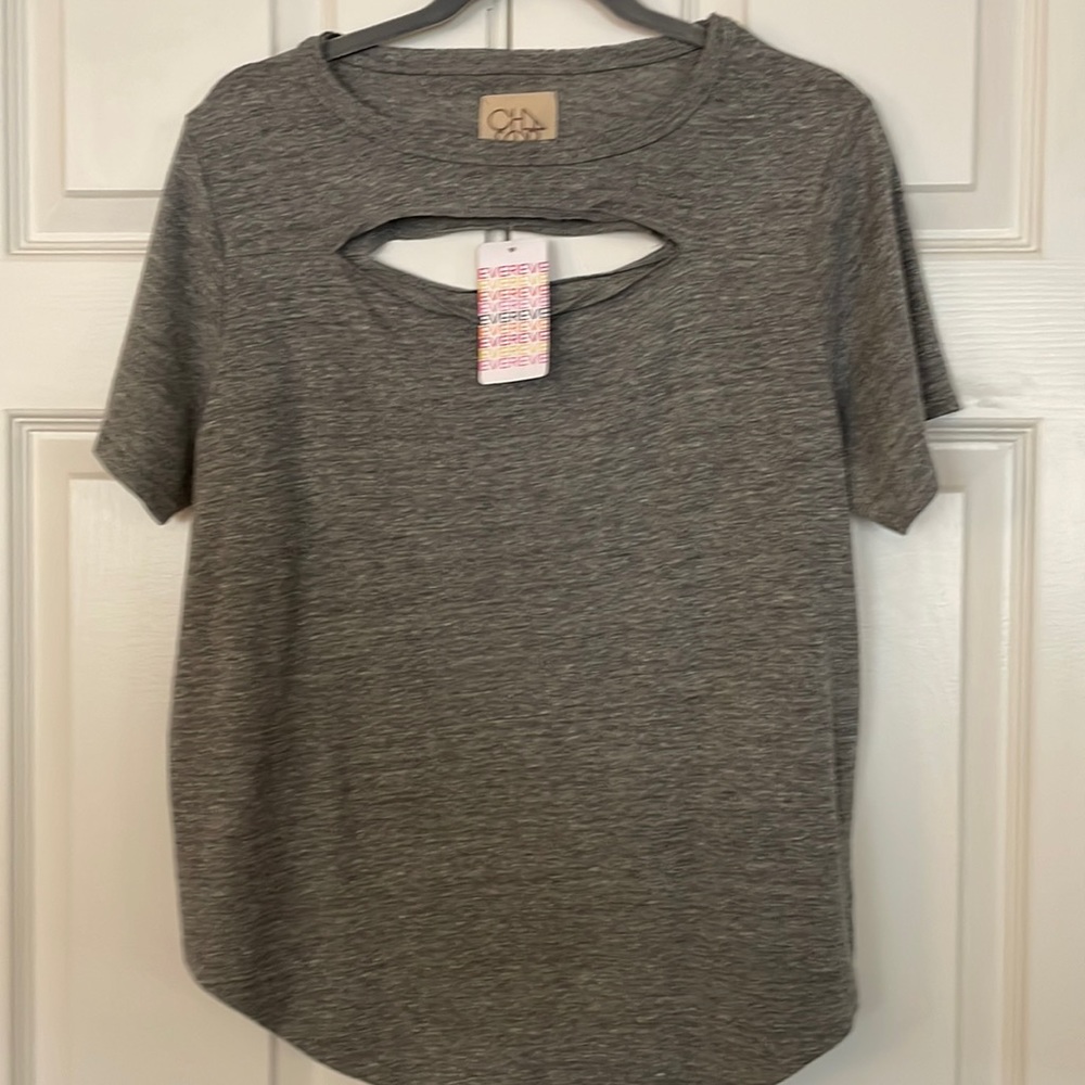 Chaser from Evereve gray tee with slit in top